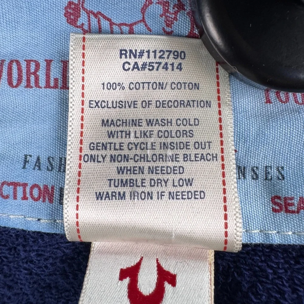 True Religion Hoodie Mens 3XL Graphic Logo Full Zip Love Free Sun Logo Spell USA